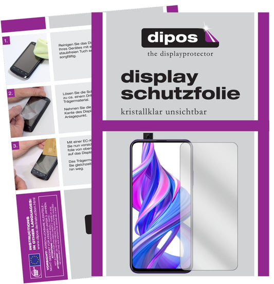 Klare Displayschutzfolie von dipos passend für Huawei Y9s, präziser Zuschnitt und blasenfrei montiert