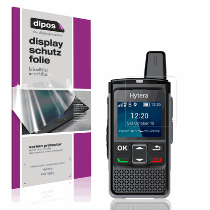 Klare Displayschutzfolie von dipos passend f�r Hytera PNC360S, pr�ziser Zuschnitt und blasenfrei montiert