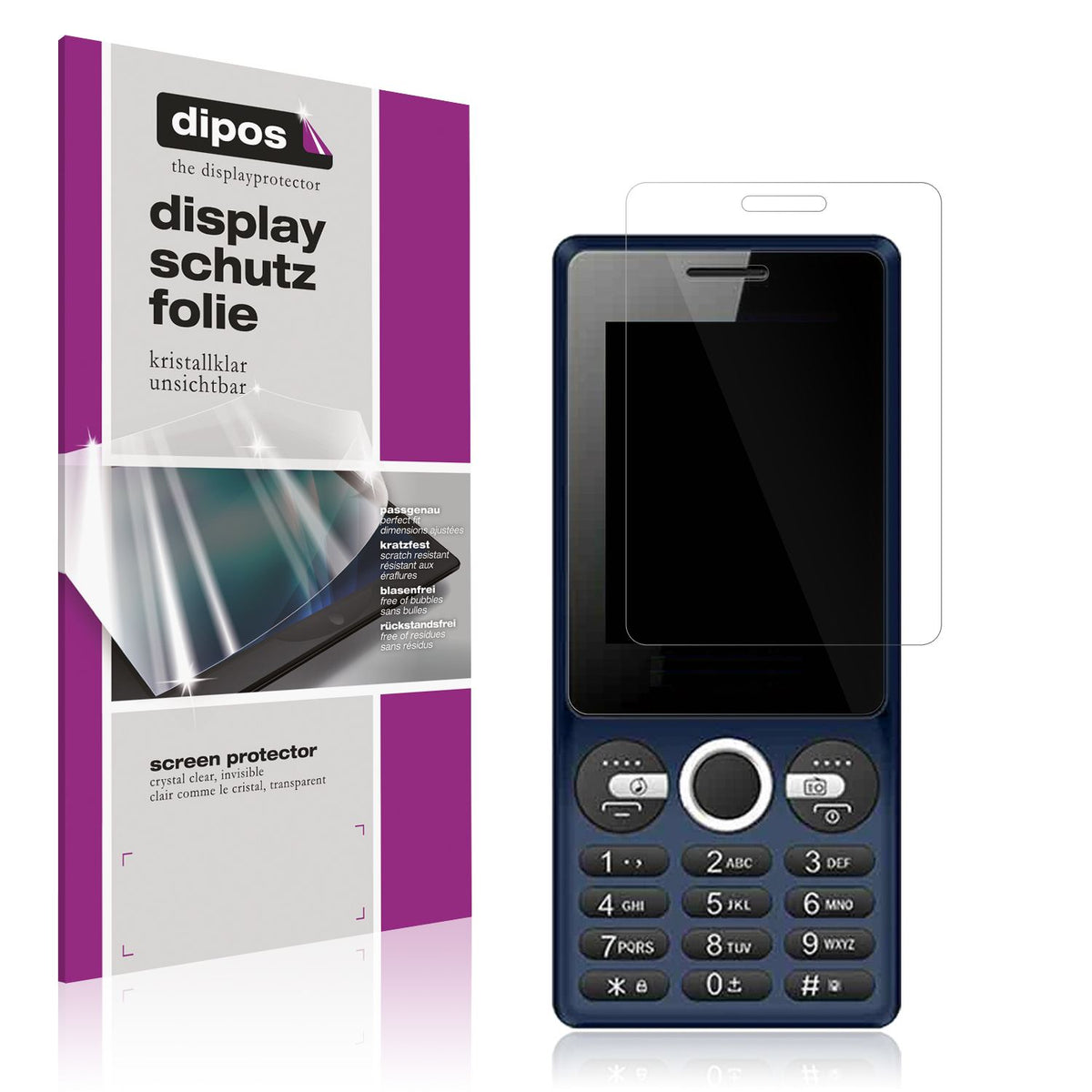 Klare Displayschutzfolie von dipos passend für I Kall K24 Pro, präziser Zuschnitt und blasenfrei montiert