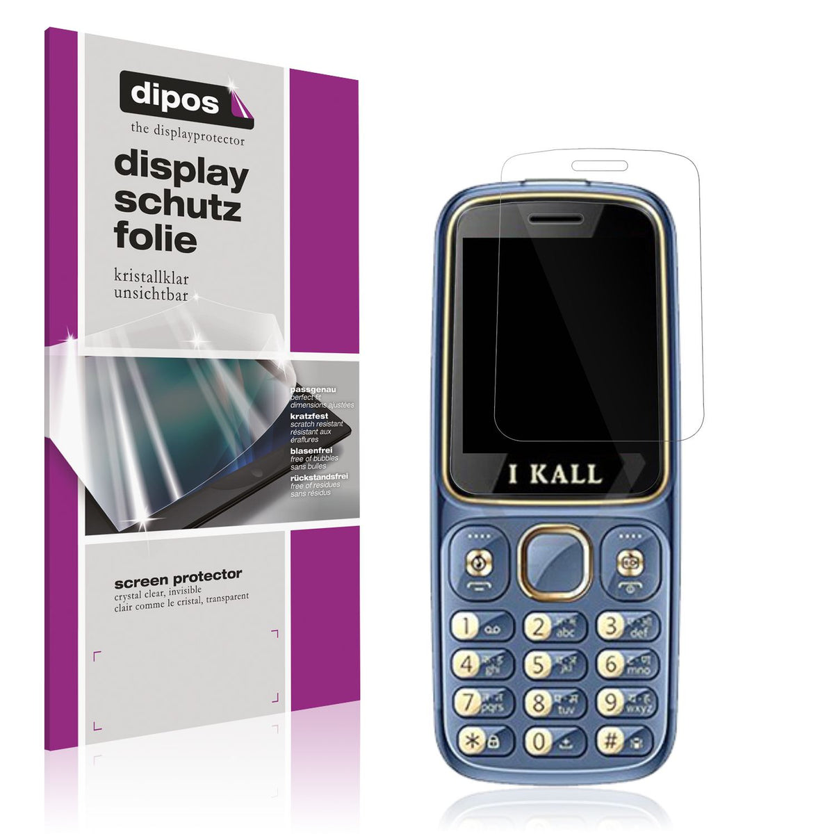 Klare Displayschutzfolie von dipos passend für I Kall K46 New, präziser Zuschnitt und blasenfrei montiert