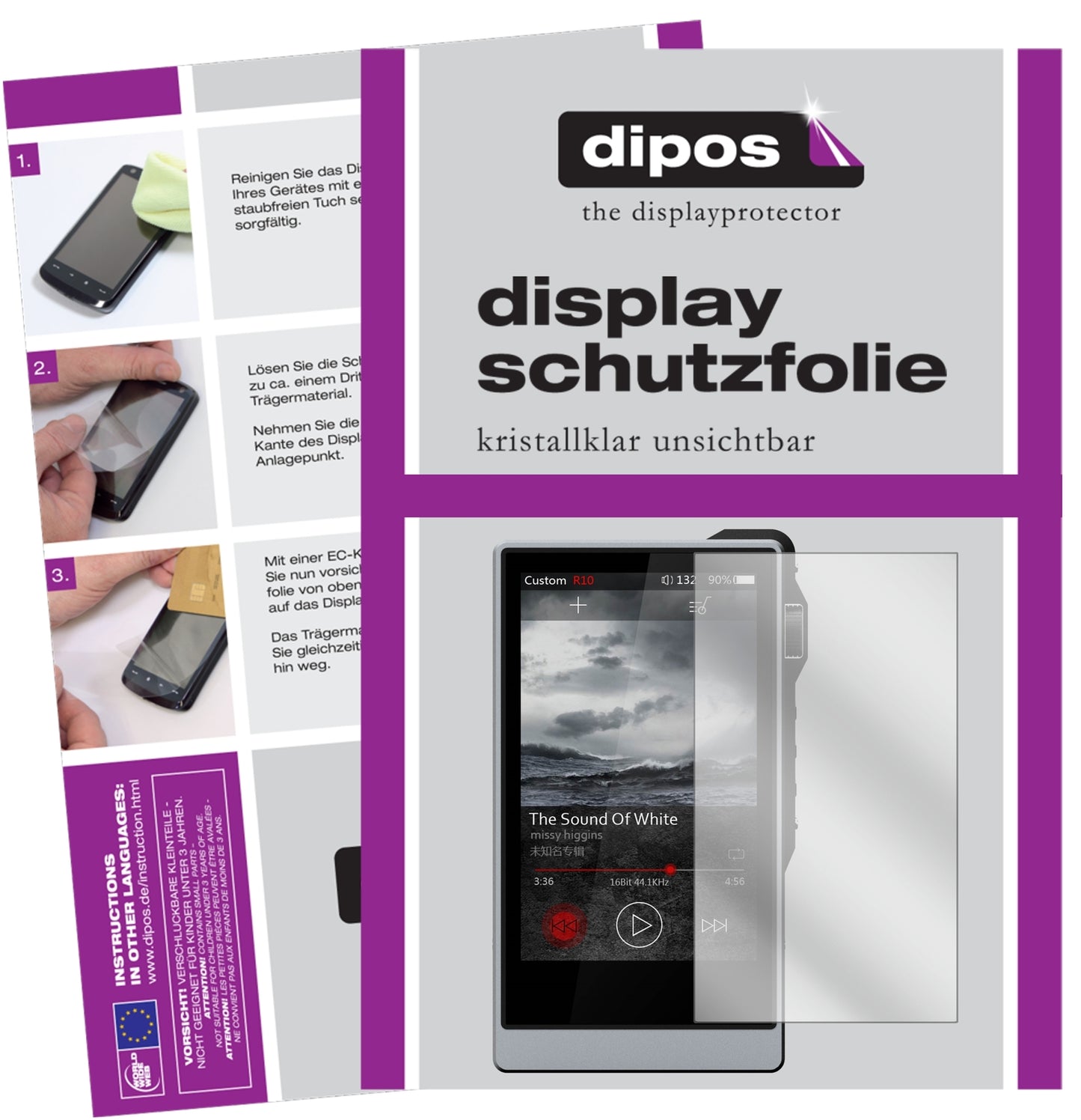 Klare Displayschutzfolie von dipos passend für iBasso DX200, präziser Zuschnitt und blasenfrei montiert