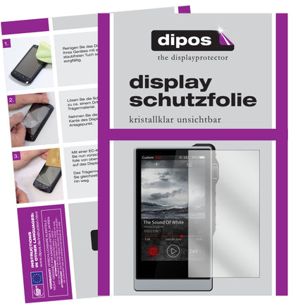 Klare Displayschutzfolie von dipos passend für iBasso DX200, präziser Zuschnitt und blasenfrei montiert