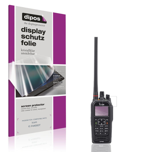 Klare Displayschutzfolie von dipos passend für Icom IC-F4400DT, präziser Zuschnitt und blasenfrei montiert