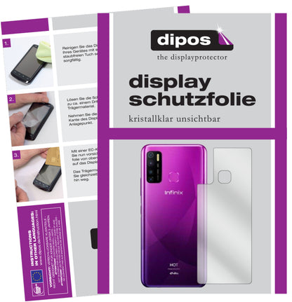 Klare Displayschutzfolie von dipos passend für Infinix Hot 9 Pro Rückseite, präziser Zuschnitt und blasenfrei montiert