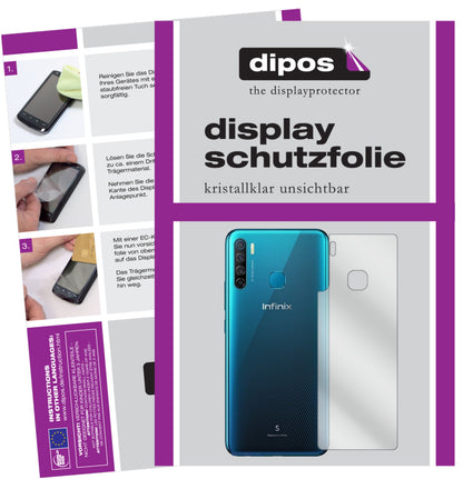Klare Displayschutzfolie von dipos passend für Infinix S5 Rückseite, präziser Zuschnitt und blasenfrei montiert