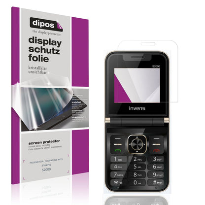 Klare Displayschutzfolie von dipos passend für invens S2000, präziser Zuschnitt und blasenfrei montiert