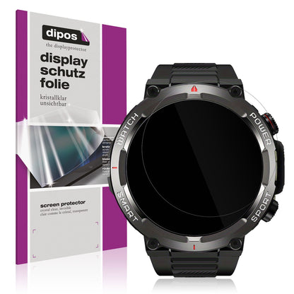 Klare Displayschutzfolie von dipos passend für IOWODO W50 1.39 Zoll Smartwatch, präziser Zuschnitt und blasenfrei montiert
