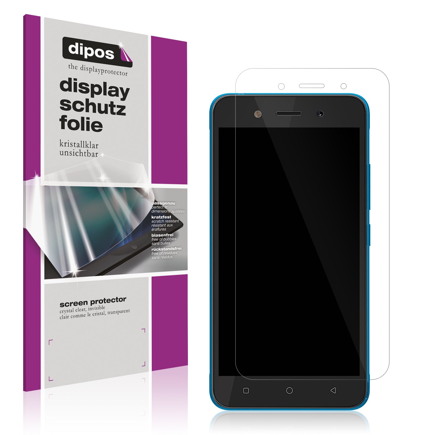 Klare Displayschutzfolie von dipos passend für itel A23 pro, präziser Zuschnitt und blasenfrei montiert