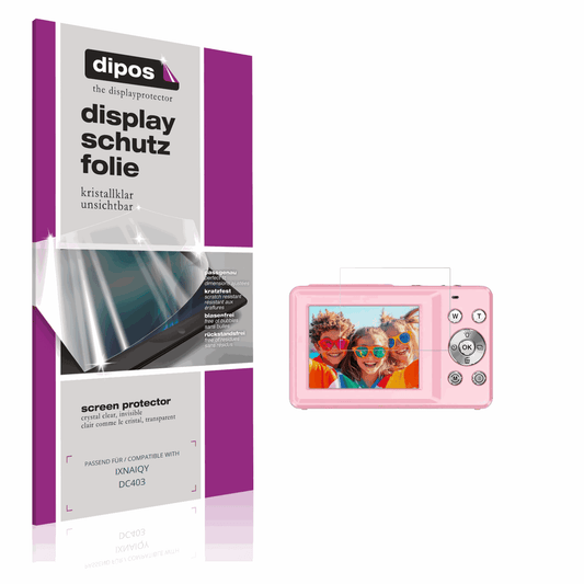 Klare Displayschutzfolie von dipos passend für IXNAIQY DC403, präziser Zuschnitt und blasenfrei montiert