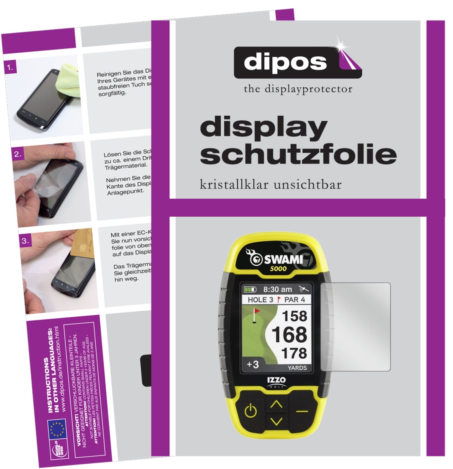 Klare Displayschutzfolie von dipos passend für Izzo Swami 5000, präziser Zuschnitt und blasenfrei montiert