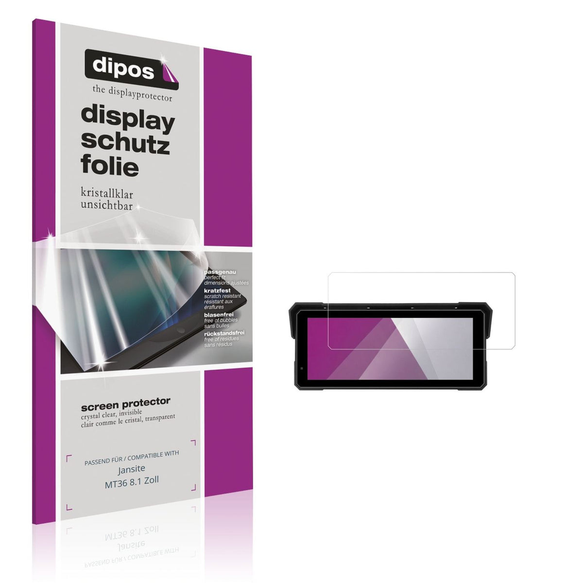 Klare Displayschutzfolie von dipos passend für Jansite MT36 8.1 Zoll, präziser Zuschnitt und blasenfrei montiert