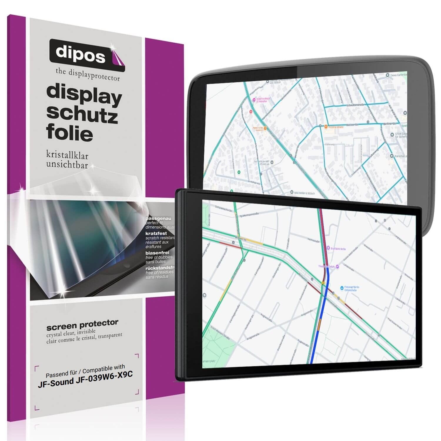 Klare Displayschutzfolie von dipos passend für JF-Sound JF-039W6-X9C, präziser Zuschnitt und blasenfrei montiert
