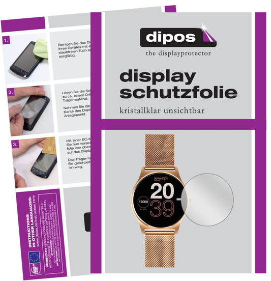 Klare Displayschutzfolie von dipos passend für Joli XW Pro Smartwatch, präziser Zuschnitt und blasenfrei montiert