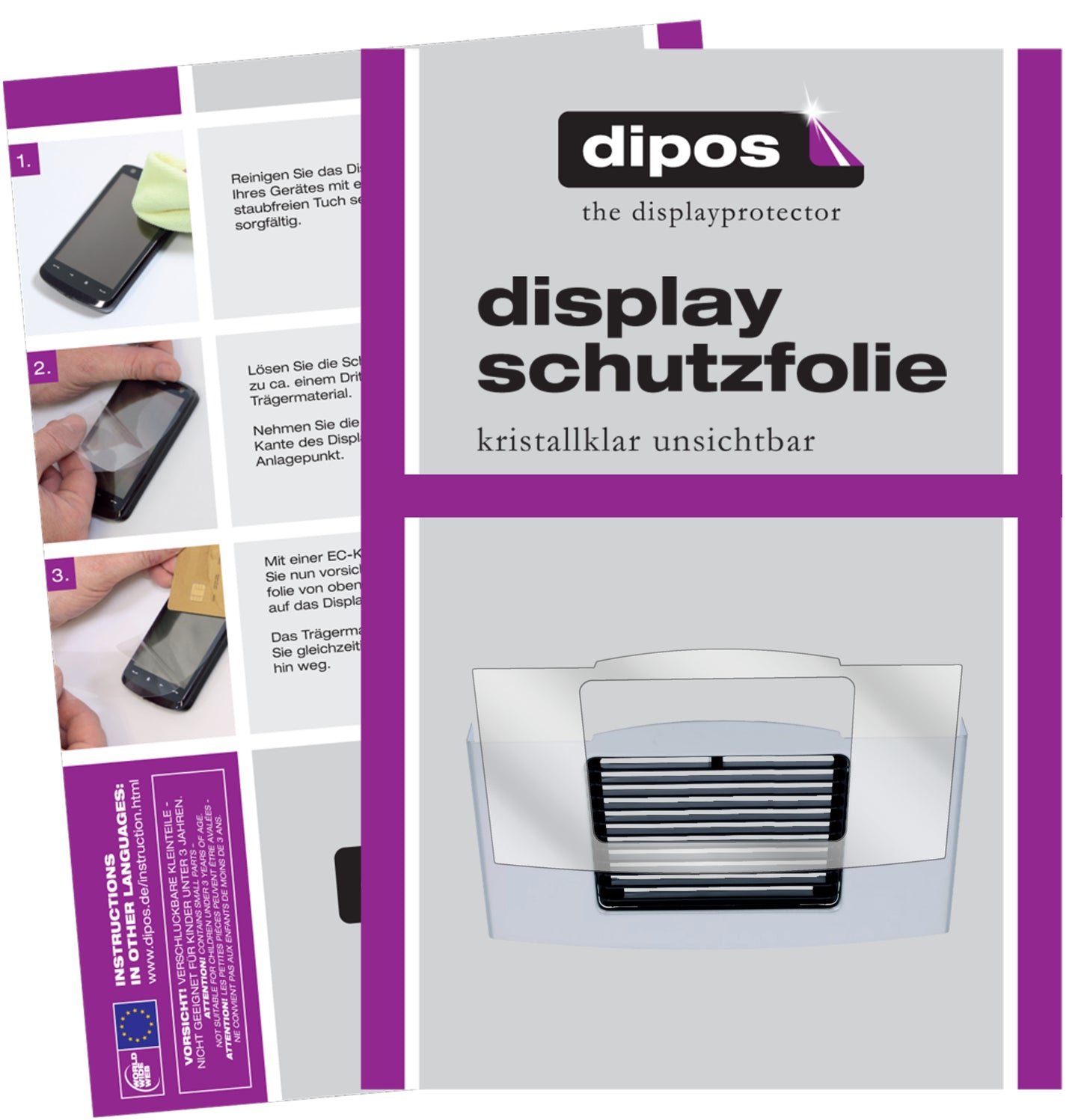 Klare Displayschutzfolie von dipos passend für Jura F Series F7 Tropfblech, präziser Zuschnitt und blasenfrei montiert