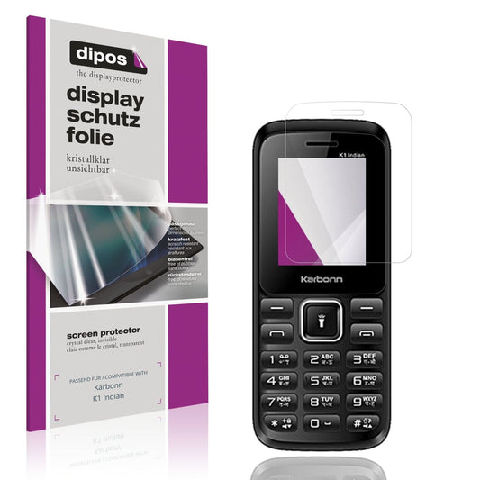 Klare Displayschutzfolie von dipos passend für Karbonn K1 Indian, präziser Zuschnitt und blasenfrei montiert