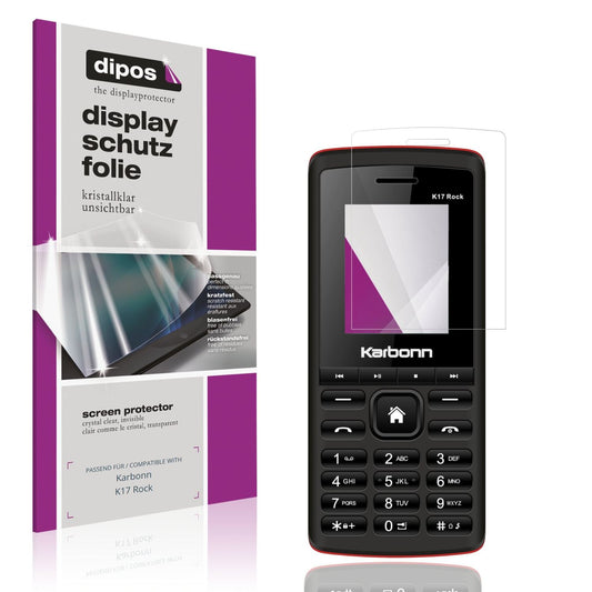 Klare Displayschutzfolie von dipos passend für Karbonn K17 Rock, präziser Zuschnitt und blasenfrei montiert