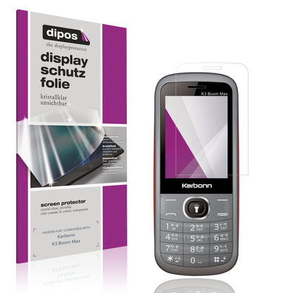 Klare Displayschutzfolie von dipos passend für Karbonn K3 Boom Max, präziser Zuschnitt und blasenfrei montiert