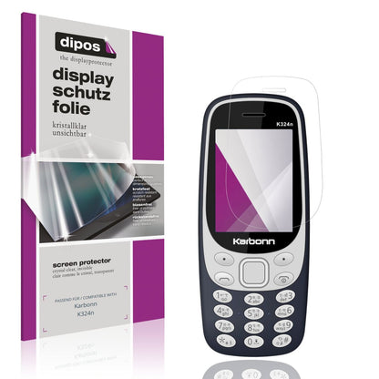 Klare Displayschutzfolie von dipos passend für Karbonn K324n, präziser Zuschnitt und blasenfrei montiert