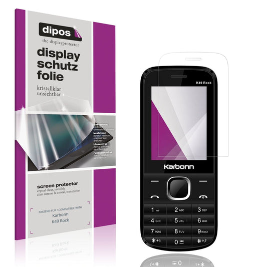 Klare Displayschutzfolie von dipos passend für Karbonn K49 Rock, präziser Zuschnitt und blasenfrei montiert