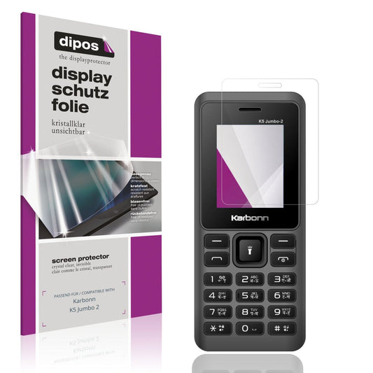 Klare Displayschutzfolie von dipos passend für Karbonn K5 Jumbo 2, präziser Zuschnitt und blasenfrei montiert
