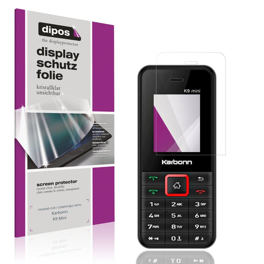 Klare Displayschutzfolie von dipos passend für Karbonn K9 Mini, präziser Zuschnitt und blasenfrei montiert