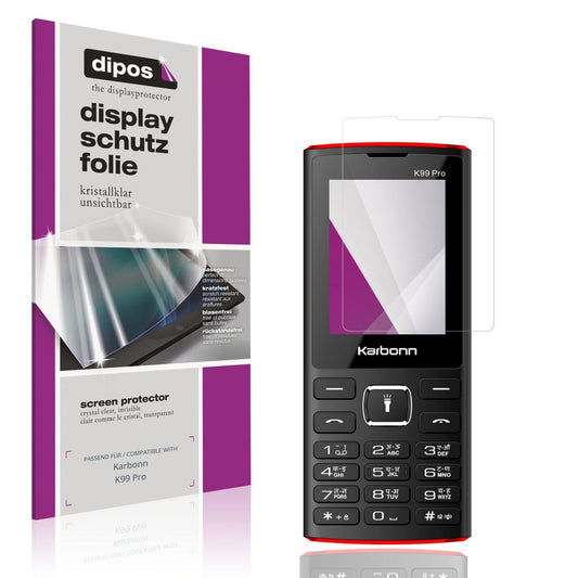 Klare Displayschutzfolie von dipos passend für Karbonn K99 Pro, präziser Zuschnitt und blasenfrei montiert
