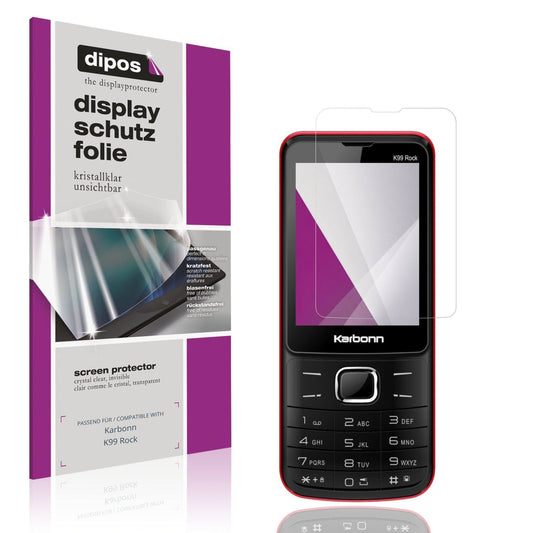 Klare Displayschutzfolie von dipos passend für Karbonn K99 Rock, präziser Zuschnitt und blasenfrei montiert