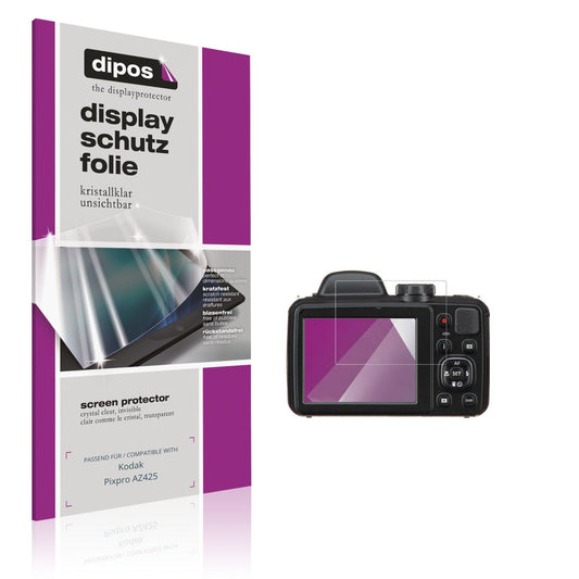 Klare Displayschutzfolie von dipos passend für Kodak Pixpro AZ425, präziser Zuschnitt und blasenfrei montiert