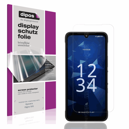 Klare Displayschutzfolie von dipos passend für Kyocera Digno SX5, präziser Zuschnitt und blasenfrei montiert