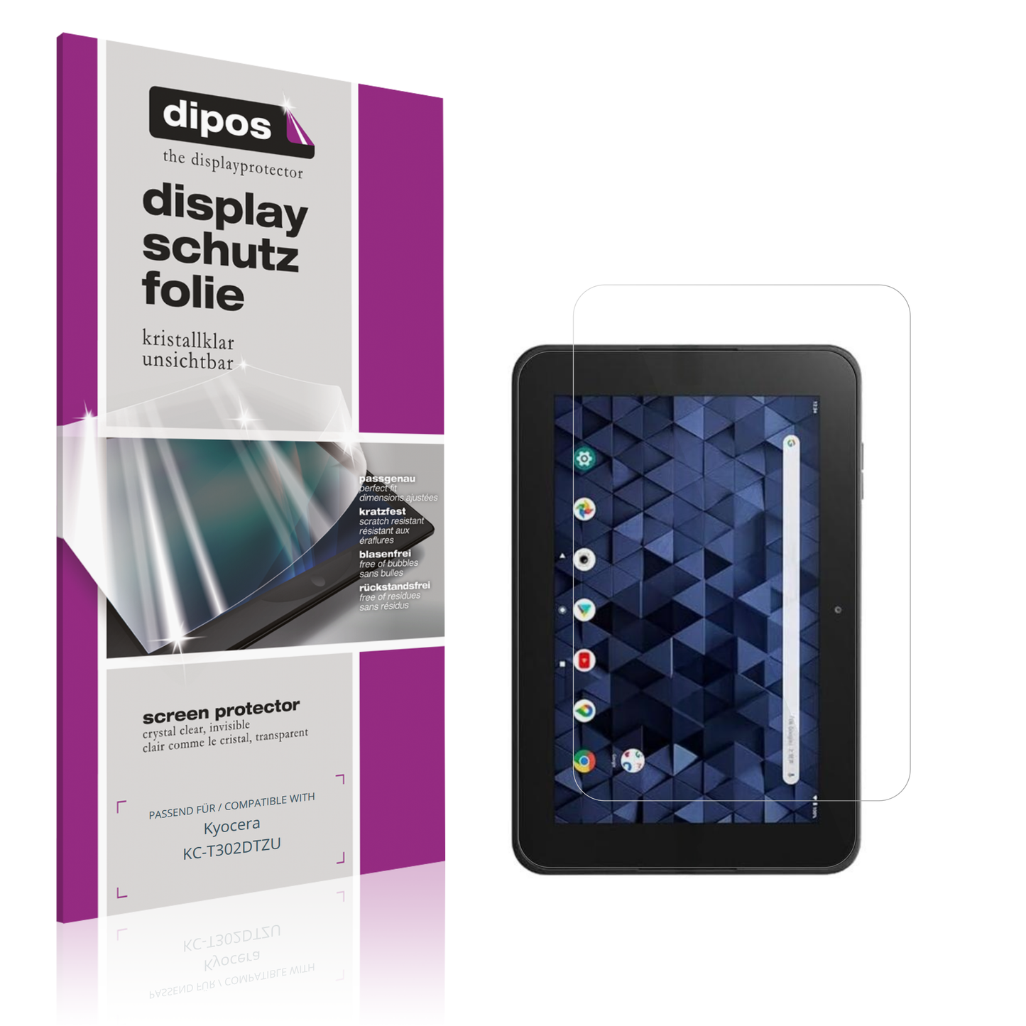 Klare Displayschutzfolie von dipos passend für Kyocera KC-T302DTZU, präziser Zuschnitt und blasenfrei montiert