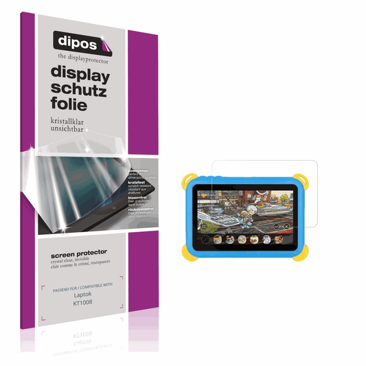 Klare Displayschutzfolie von dipos passend für Laptok KT1008, präziser Zuschnitt und blasenfrei montiert