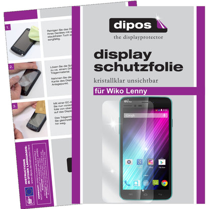 Klare Displayschutzfolie von dipos passend für Lenny Wiko, präziser Zuschnitt und blasenfrei montiert