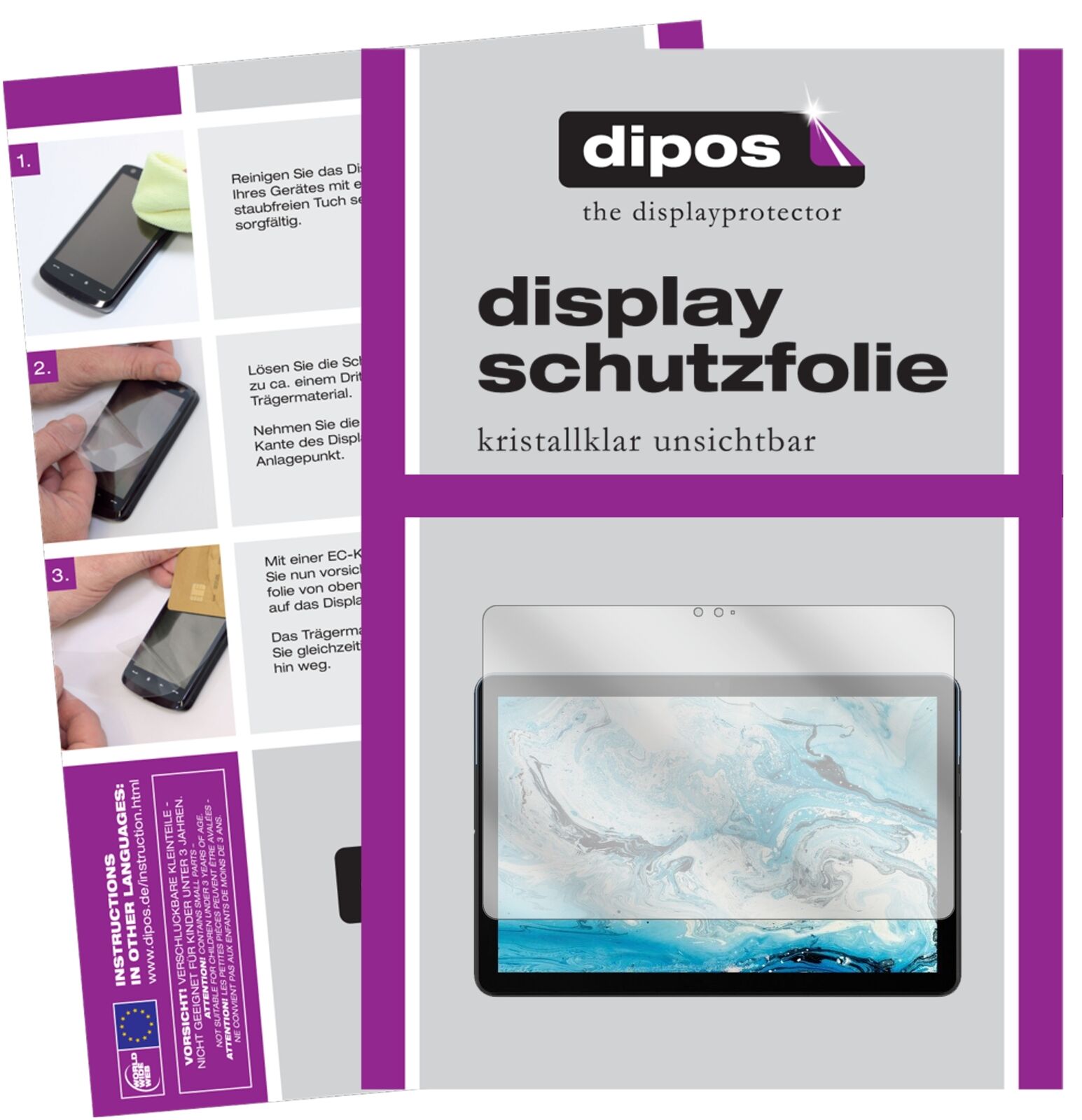 Klare Displayschutzfolie von dipos passend für Lenovo IdeaPad Duet Chromebook, präziser Zuschnitt und blasenfrei montiert