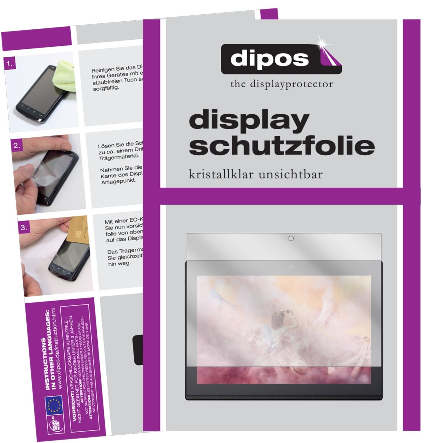 Klare Displayschutzfolie von dipos passend für Lenovo Miix 320 10 Zoll, präziser Zuschnitt und blasenfrei montiert