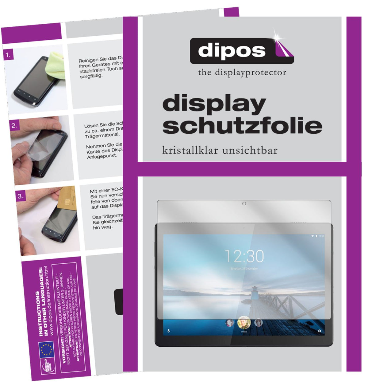 Klare Displayschutzfolie von dipos passend für Lenovo Tab M10 HD, präziser Zuschnitt und blasenfrei montiert