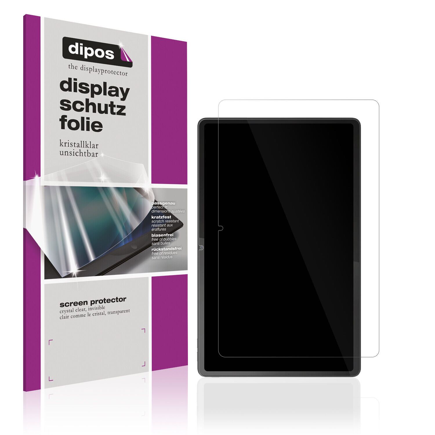 Klare Displayschutzfolie von dipos passend für Lenovo Tab P11 (2nd Gen), präziser Zuschnitt und blasenfrei montiert