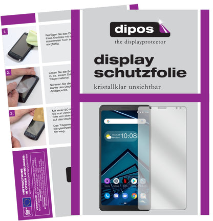 Klare Displayschutzfolie von dipos passend für Lenovo Tab V7, präziser Zuschnitt und blasenfrei montiert