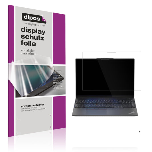 Klare Displayschutzfolie von dipos passend für Lenovo Thinkpad E16 Gen 2, präziser Zuschnitt und blasenfrei montiert
