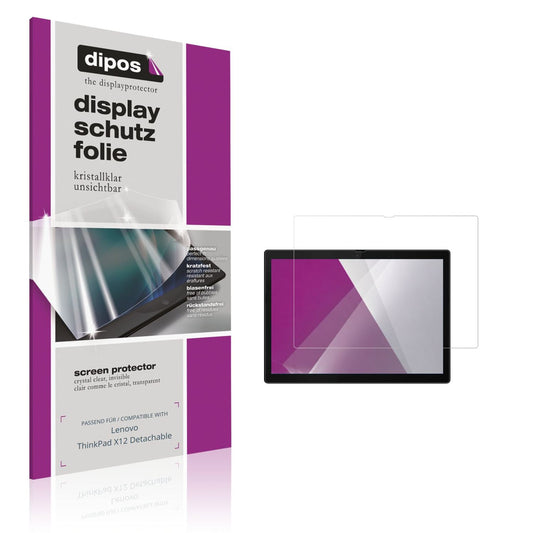 Klare Displayschutzfolie von dipos passend für Lenovo ThinkPad X12 Detachable, präziser Zuschnitt und blasenfrei montiert