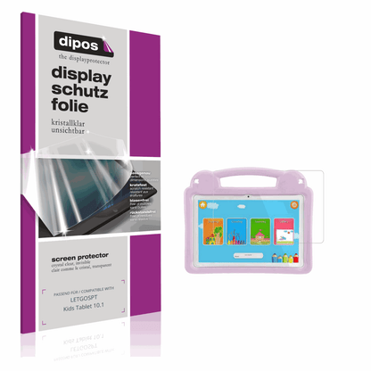 Klare Displayschutzfolie von dipos passend für LETGOSPT Kids Tablet 10.1, präziser Zuschnitt und blasenfrei montiert