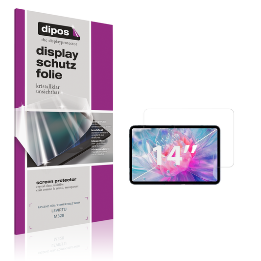 Klare Displayschutzfolie von dipos passend für LEVIRTU M328, präziser Zuschnitt und blasenfrei montiert