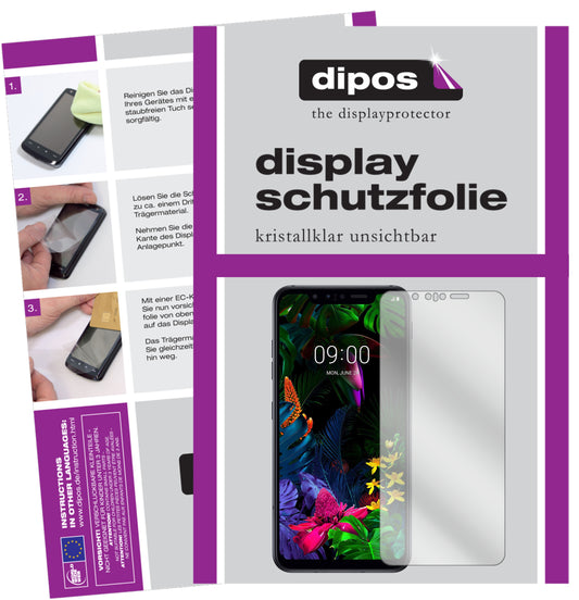 Klare Displayschutzfolie von dipos passend für LG G8s ThinQ, präziser Zuschnitt und blasenfrei montiert