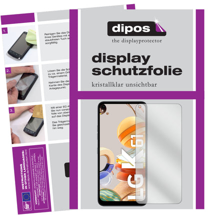 Klare Displayschutzfolie von dipos passend für LG K61, präziser Zuschnitt und blasenfrei montiert