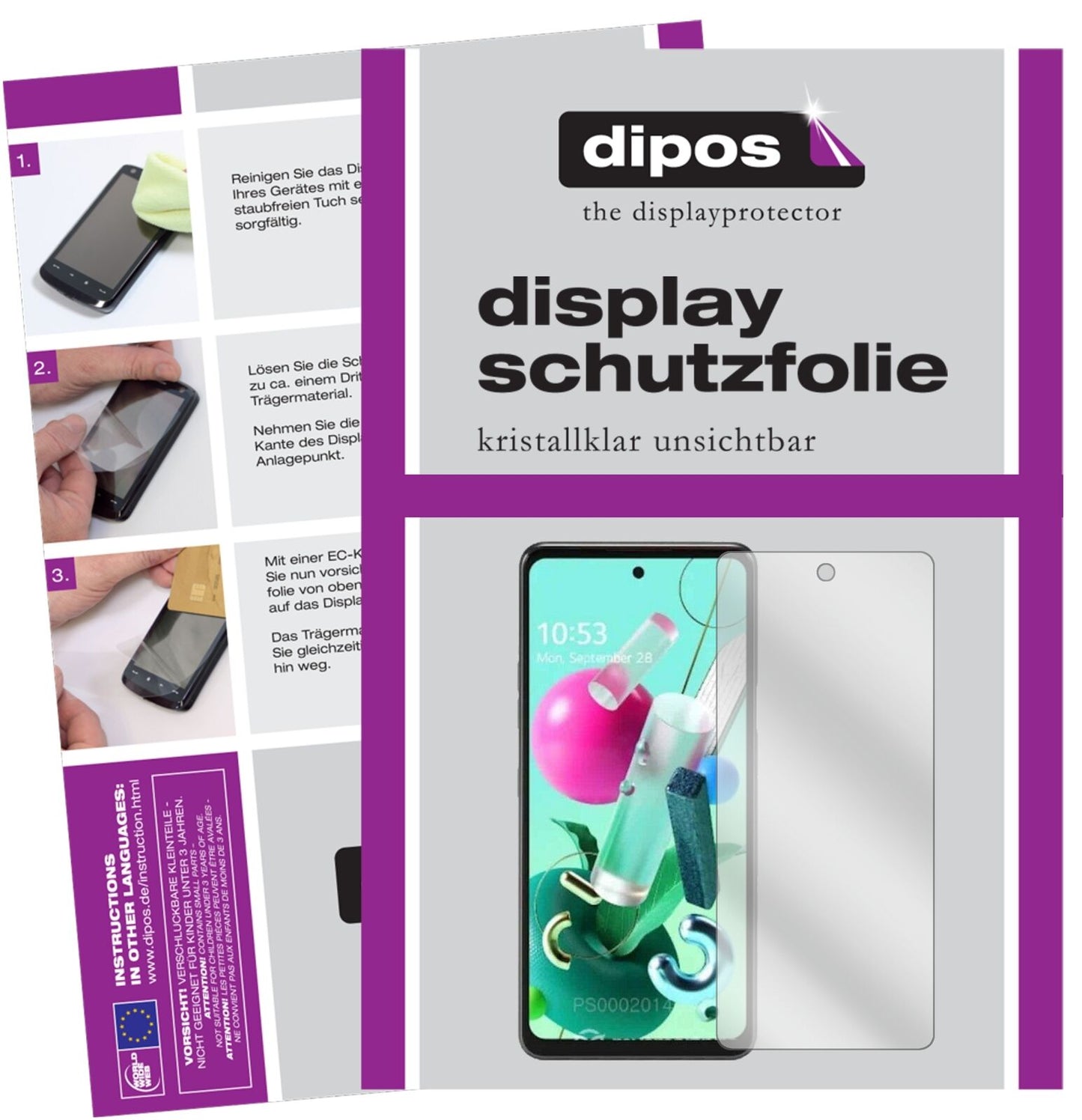 Klare Displayschutzfolie von dipos passend für LG Q92, präziser Zuschnitt und blasenfrei montiert