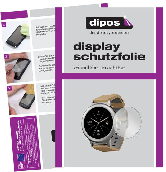 Klare Displayschutzfolie von dipos passend für LG Watch Style, präziser Zuschnitt und blasenfrei montiert