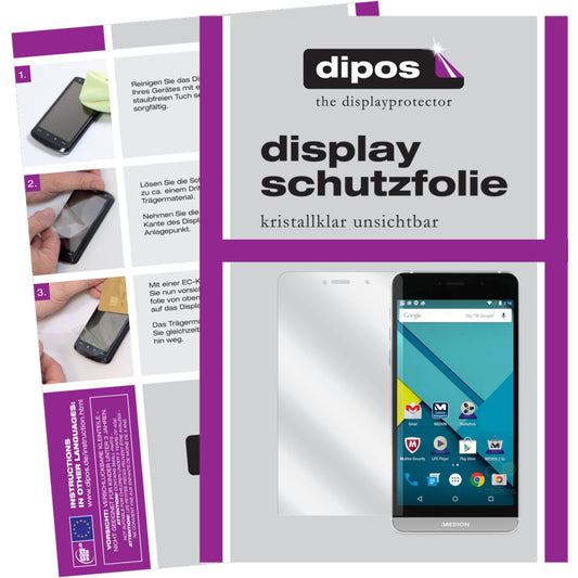 Klare Displayschutzfolie von dipos passend für Life X5004 Medion, präziser Zuschnitt und blasenfrei montiert