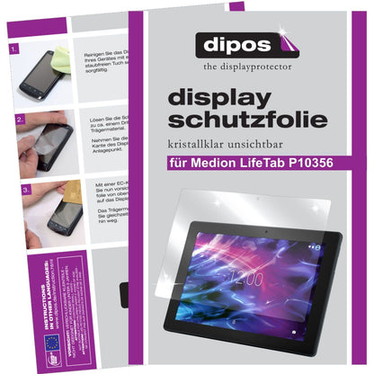 Klare Displayschutzfolie von dipos passend für Lifetab P10356 Medion, präziser Zuschnitt und blasenfrei montiert