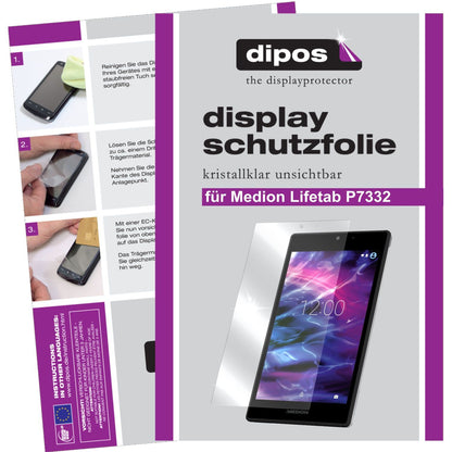 Klare Displayschutzfolie von dipos passend für Lifetab P7332 MD99103 Medion, präziser Zuschnitt und blasenfrei montiert