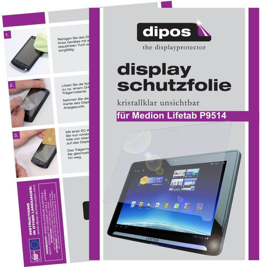 Klare Displayschutzfolie von dipos passend für Lifetab P9514 Medion, präziser Zuschnitt und blasenfrei montiert