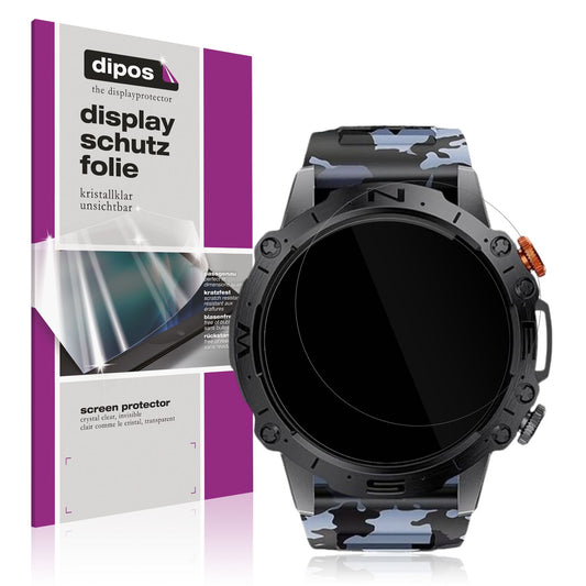 Klare Displayschutzfolie von dipos passend für Lige 1.43 Zoll Smartwatch, präziser Zuschnitt und blasenfrei montiert